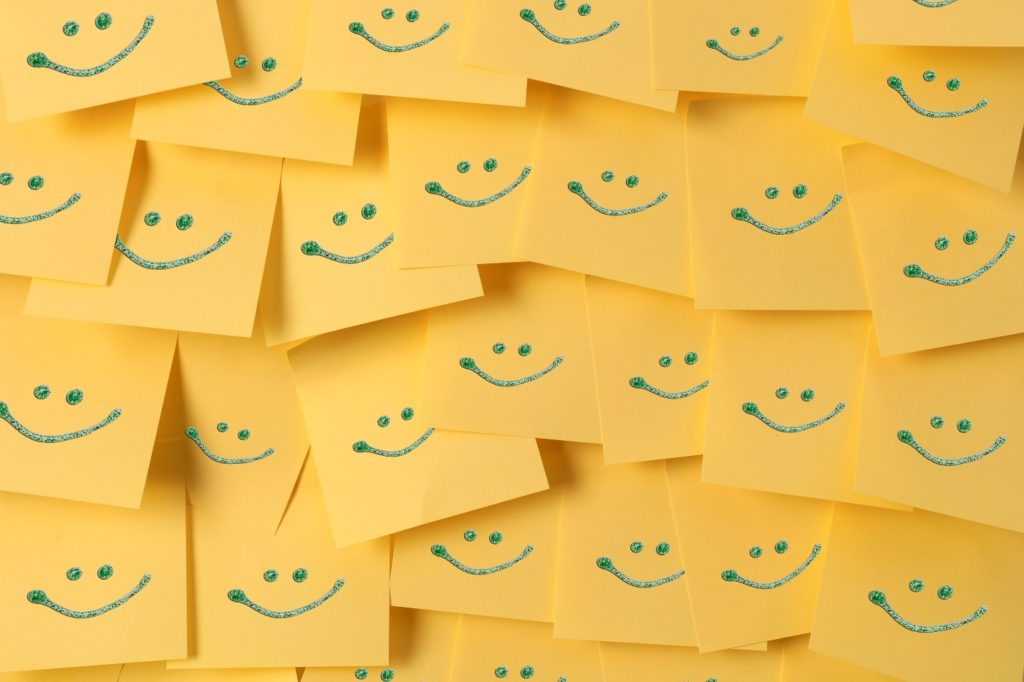 smiley faces on post-it notes