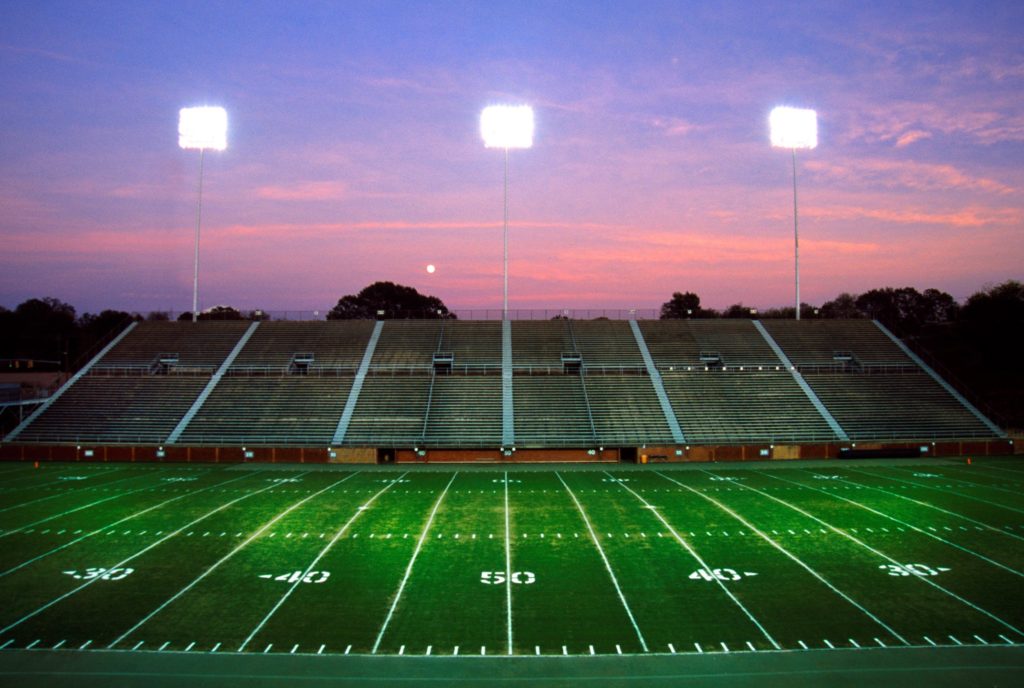 football stadium at dusk